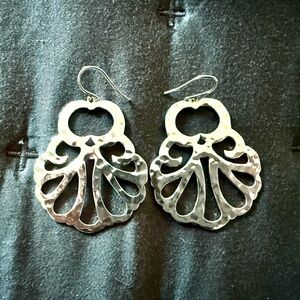 Silpada Sterling Silver Statement Earrings hammered .925 filigree chandelier